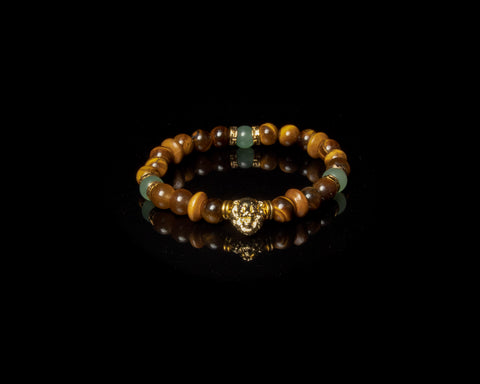 Tiger Eye Green Jade Lion Bracelet