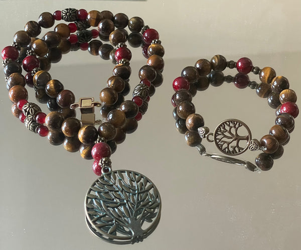 Tree of life necklace bracelet set