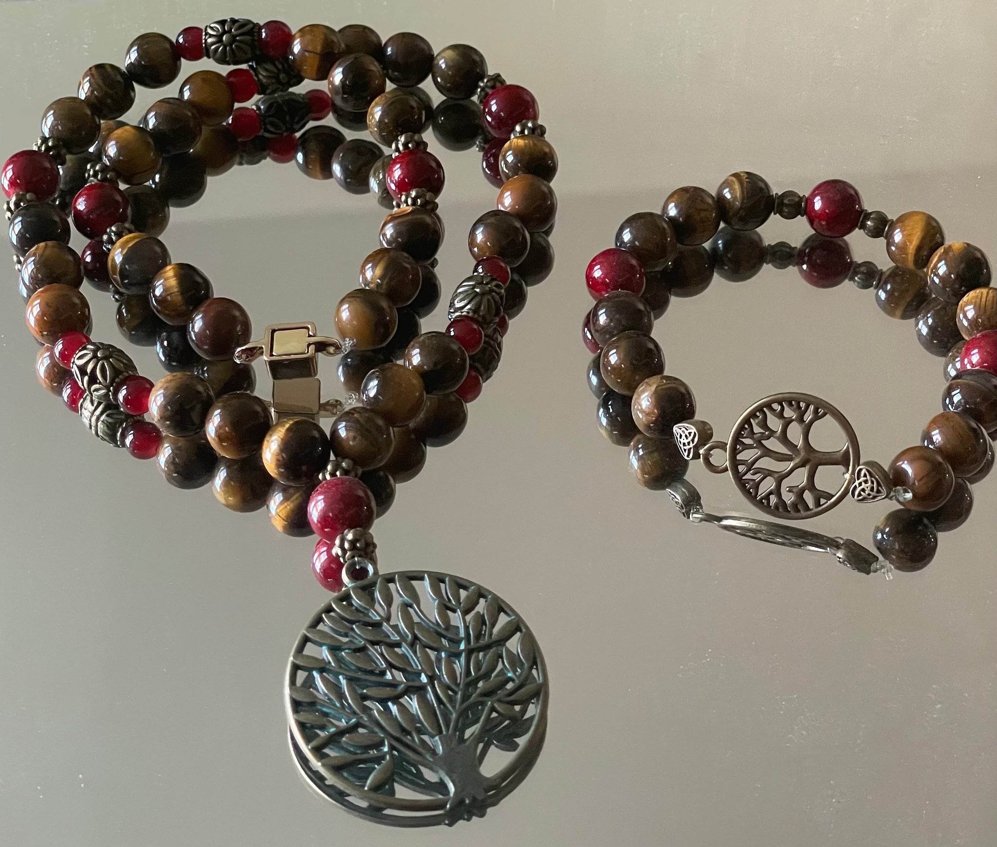 Tree of life necklace bracelet set